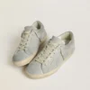 Super-Star LTD da donna in pelle scamosciata platino e cristalli Swarovski con stella in pelle scamosciata platino