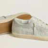 Super-Star LTD da donna in pelle scamosciata platino e cristalli Swarovski con stella in pelle scamosciata platino