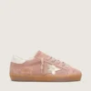 Super-Star LTD da donna in pelle scamosciata rosa con stella in pelle metallizzata platino