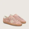 Super-Star LTD da donna in pelle scamosciata rosa con stella in pelle metallizzata platino