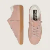 Super-Star LTD da donna in pelle scamosciata rosa con stella in pelle metallizzata platino
