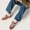 Super-Star LTD da donna in pelle scamosciata rossa con stella glitterata argento e linguetta sul tallone in pelle laminata