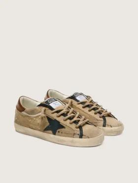 Super-Star LTD da donna in tela beige con stella in pelle nera