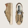 Super-Star LTD da donna in tela beige con stella in pelle nera