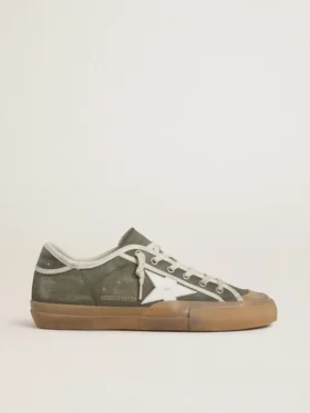 Super-Star LTD da donna in tela verde con stella in pelle bianca