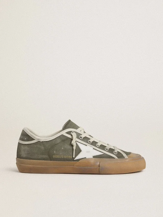 Super-Star LTD da donna in tela verde con stella in pelle bianca