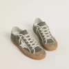 Super-Star LTD da donna in tela verde con stella in pelle bianca