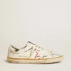 Super-Star LTD da uomo con stella traforata e linguetta sul tallone in pelle metallizzata
