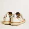 Super-Star LTD da uomo con stella traforata e linguetta sul tallone in pelle metallizzata