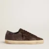 Super-Star LTD da uomo in nabuk marrone con stella in pelle scamosciata e linguetta sul tallone in pelle viola