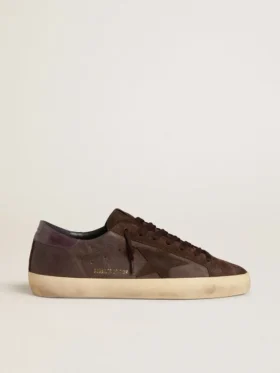 Super-Star LTD da uomo in nabuk marrone con stella in pelle scamosciata e linguetta sul tallone in pelle viola