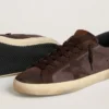 Super-Star LTD da uomo in nabuk marrone con stella in pelle scamosciata e linguetta sul tallone in pelle viola