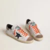 Super-Star LTD da uomo in pelle con stella in pelle nera e linguetta sul tallone in pelle beige