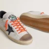 Super-Star LTD da uomo in pelle con stella in pelle nera e linguetta sul tallone in pelle beige