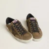 Super-Star LTD da uomo in pelle scamosciata cerata con stella con stampa pitonata e linguetta sul tallone in pelle nappa