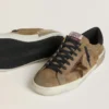 Super-Star LTD da uomo in pelle scamosciata cerata con stella con stampa pitonata e linguetta sul tallone in pelle nappa