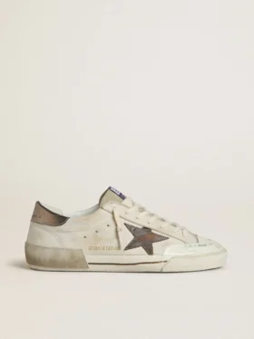 Super-Star LTD da uomo in pelle scamosciata con stella in pelle marrone e linguetta sul tallone in pelle metallizzata