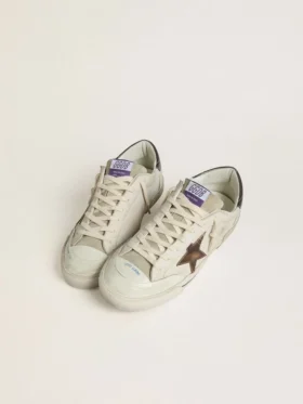 Super-Star LTD da uomo in pelle scamosciata con stella in pelle marrone e linguetta sul tallone in pelle metallizzata