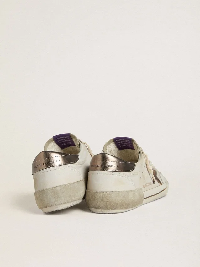 Super-Star LTD da uomo in pelle scamosciata con stella in pelle marrone e linguetta sul tallone in pelle metallizzata