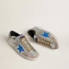 Super-Star LTD da uomo in pelle scamosciata metallizzata argento con stella in pelle e linguetta sul tallone in pelle scamosciata