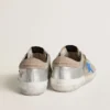 Super-Star LTD da uomo in pelle scamosciata metallizzata argento con stella in pelle e linguetta sul tallone in pelle scamosciata