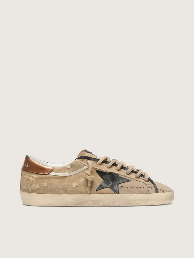 Super-Star LTD da uomo in tela beige con stella in pelle nera