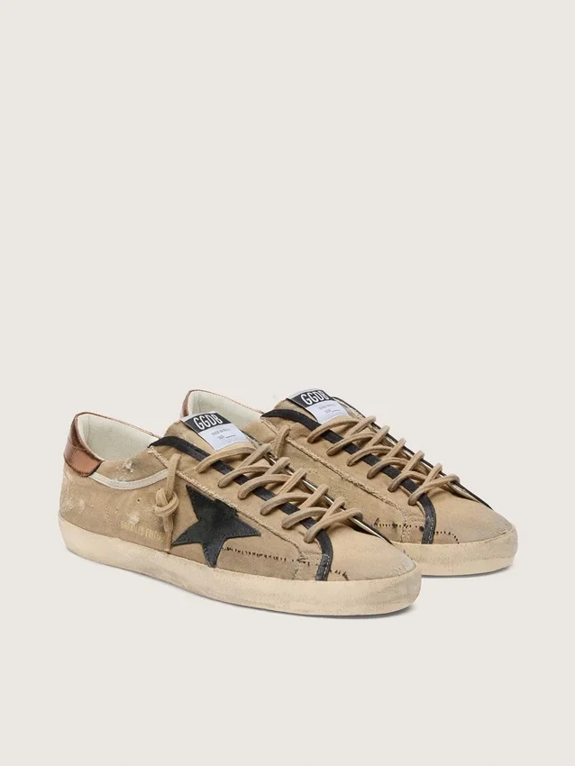 Super-Star LTD da uomo in tela beige con stella in pelle nera