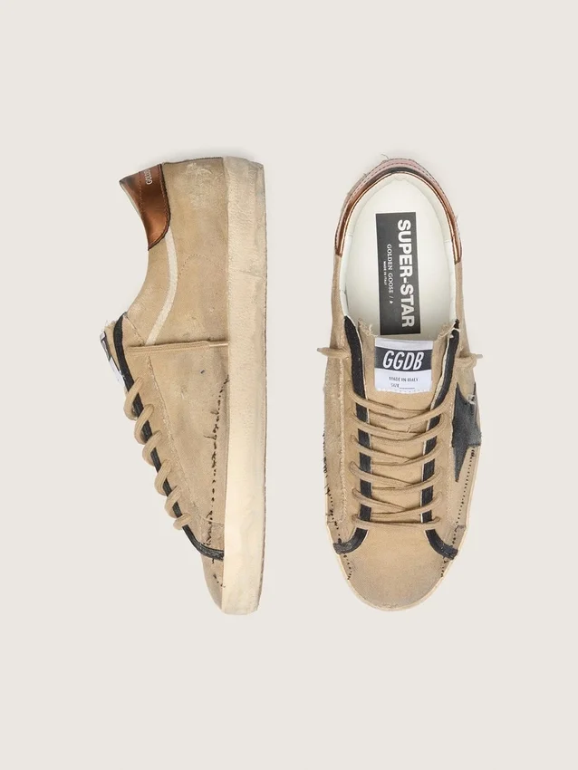 Super-Star LTD da uomo in tela beige con stella in pelle nera