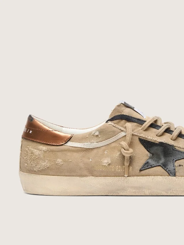 Super-Star LTD da uomo in tela beige con stella in pelle nera