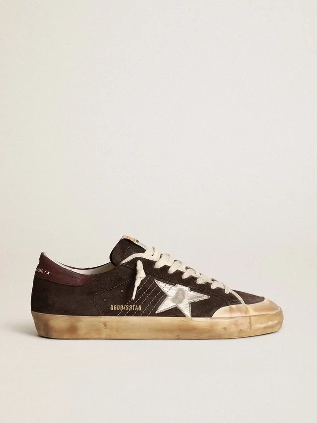 Super-Star Penstar da uomo in pelle scamosciata marrone con stella platino