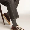 Super-Star Penstar da uomo in pelle scamosciata marrone con stella platino