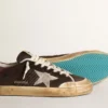 Super-Star Penstar da uomo in pelle scamosciata marrone con stella platino