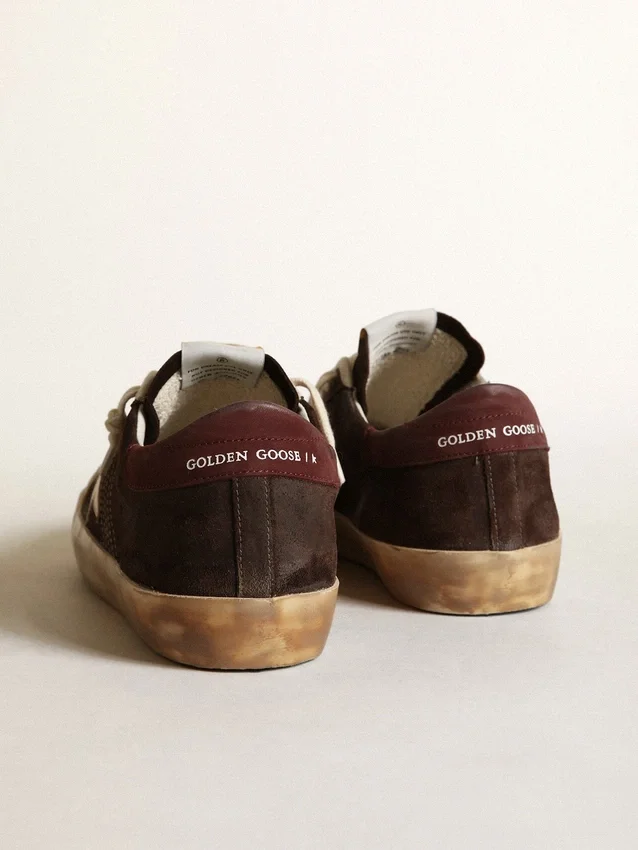 Super-Star Penstar da uomo in pelle scamosciata marrone con stella platino