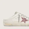 Super-Star Sabot a base biologica con stella rosa glitterata e punta in pelle scamosciata