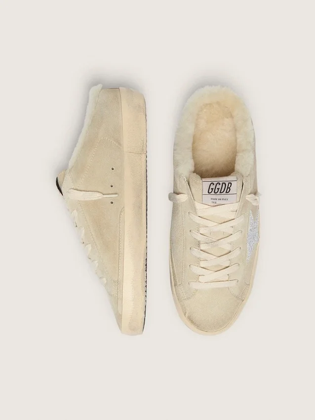 Super-Star Sabot con stella in cristallo Swarovski e fodera in shearling