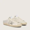 Super-Star Sabot da donna in pelle bianca con stella Swarovski