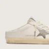 Super-Star Sabot da donna in pelle bianca con stella Swarovski