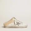 Super-Star Sabot da donna in pelle bianca e fodera in shearling