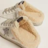 Super-Star Sabot da donna in pelle bianca e fodera in shearling