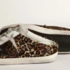 Super-Star Sabot da donna in pelle di pony con stampa leopardata e stella nera