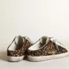 Super-Star Sabot da donna in pelle di pony con stampa leopardata e stella nera