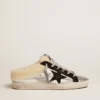 Super-Star Sabot da donna in pelle laminata argento con stella nera