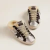 Super-Star Sabot da donna in pelle laminata argento con stella nera