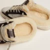 Super-Star Sabot da donna in pelle laminata argento con stella nera