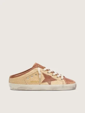 Super-Star Sabot da donna in rafia con stella rosso mattone