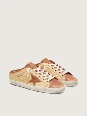 Super-Star Sabot da donna in rafia con stella rosso mattone