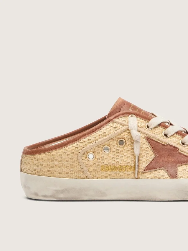 Super-Star Sabot da donna in rafia con stella rosso mattone
