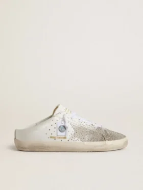 Super-Star Sabot LTD da donna con stella in pelle scamosciata grigia e cristalli Swarovski