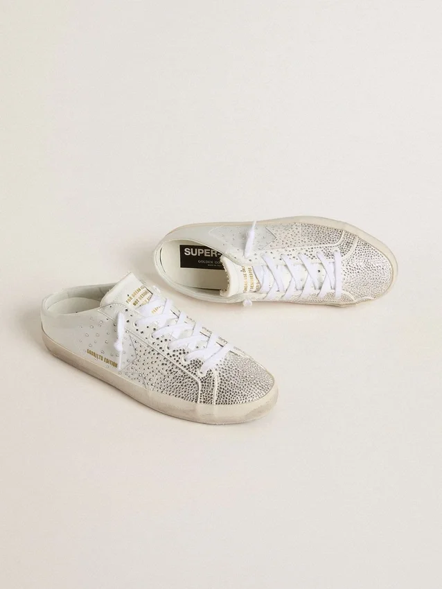 Super-Star Sabot LTD da donna con stella in pelle scamosciata grigia e cristalli Swarovski