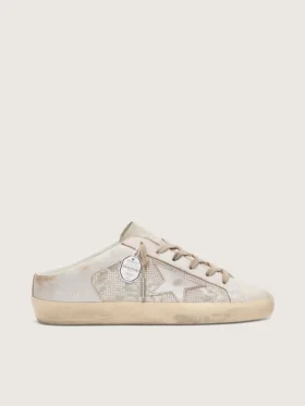 Super-Star Sabot LTD da donna in Swarovski con stella in pelle argento metallizzato